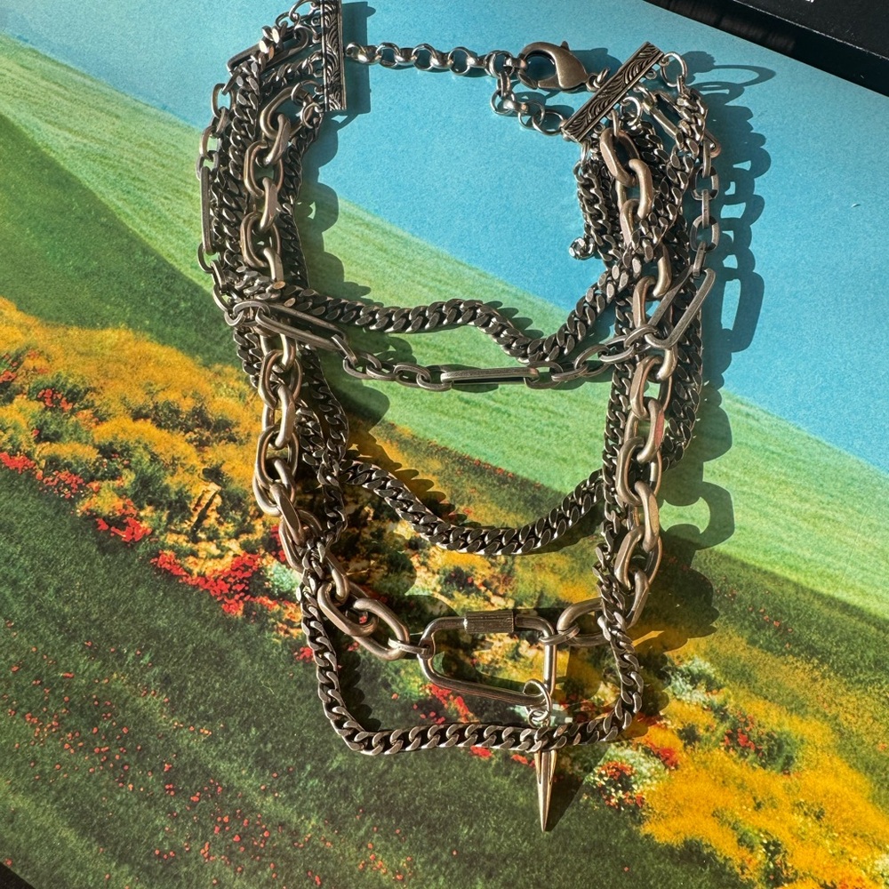 Chunky Silver Multilayered Chain Necklace